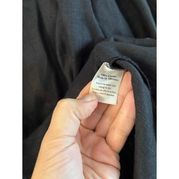 Crown Linen Designs 100% Linen Back Tunic Dress Button Up Long sleeve Medium - Picture 6 of 7